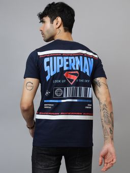 Free Authority - Men Navy Blue Graphic Regular Fit T-Shirt