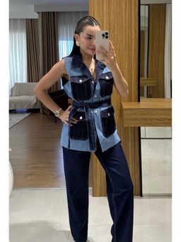 Loveable Creations By Muskan - Blue Dual Tone Muse Denim Co-Ord Set