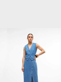 Loveable Creations By Muskan - Saia Denim Vest with Skirt