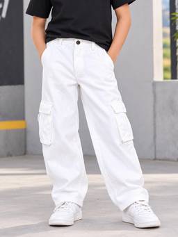 KiddoPanti - Boys White Denim Straight Fit Jeans