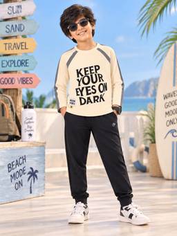 KiddoPanti - Cotton Printed T-Shirt with Joggers