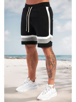 Nobero - Black Self Design Cotton Regular Shorts