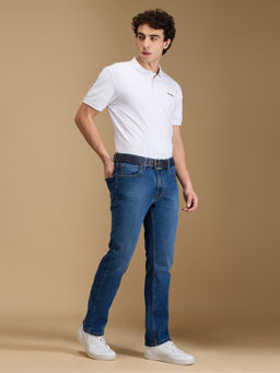 Pepe Jeans - Blue Solid Cotton Blend Straight Jeans