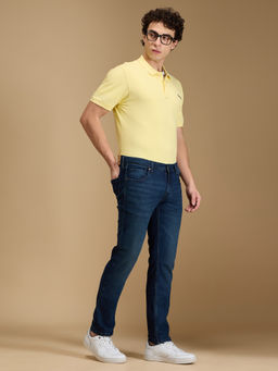 Pepe Jeans - Blue Solid Cotton Blend Slim Jeans