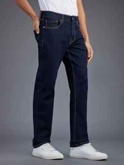 Pepe Jeans - Blue Solid Cotton Blend Straight Jeans