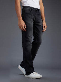 Pepe Jeans - Black Solid Cotton Blend Bootcut Jeans