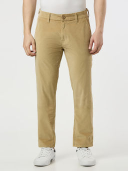 Pepe Jeans - Beige Solid Cotton Blend Regular Trouser