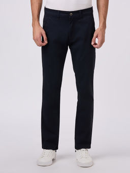 Pepe Jeans - Blue Solid Cotton Blend Regular Trouser