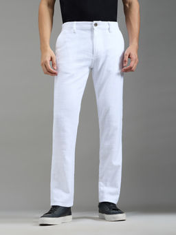 Pepe Jeans - White Solid Cotton Regular Trouser