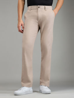 Pepe Jeans - Beige Solid Cotton Regular Trouser