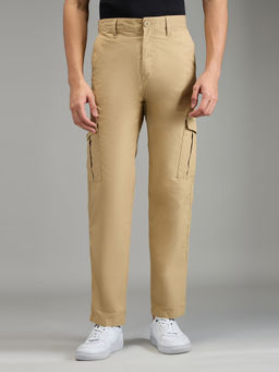Pepe Jeans - Beige Solid Cotton Regular Cargo