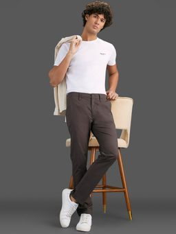 Pepe Jeans - Brown Solid Cotton Blend Regular Trouser