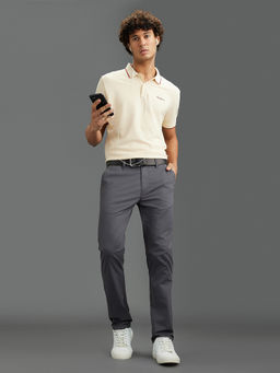Pepe Jeans - Grey Solid Cotton Blend Regular Trouser