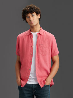 Pepe Jeans - Pink Solid Linen Regular Shirt