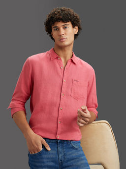 Pepe Jeans - Pink Solid Linen Regular Shirt