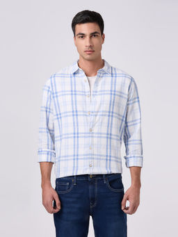 Pepe Jeans - Blue Checks Cotton Regular Shirt
