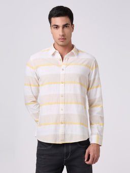 Pepe Jeans - Beige Stripes Cotton Regular Shirt