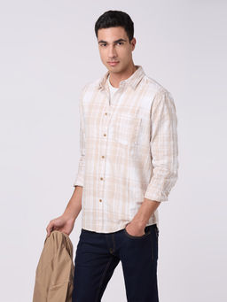 Pepe Jeans - Beige Checks Cotton Regular Shirt
