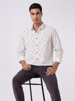 Pepe Jeans - Off White Floral Cotton Regular Shirt