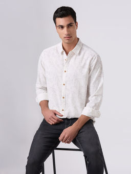 Pepe Jeans - Off White Abstract Cotton Regular Shirt