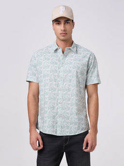 Pepe Jeans - Green Printed Cotton Regular Shirt