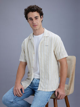 Pepe Jeans - Beige Stripes Cotton Relaxed Shirt