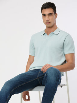 Pepe Jeans - Blue Solid Pure Cotton Regular Polo T-Shirt