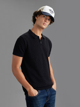 Pepe Jeans - Black Solid Pure Cotton Regular Polo T-Shirt
