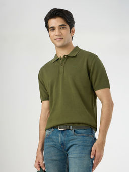 Pepe Jeans - Green Solid Pure Cotton Regular Polo T-Shirt
