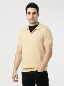 Pepe Jeans - Off White Solid Pure Cotton Regular Polo T-Shirt