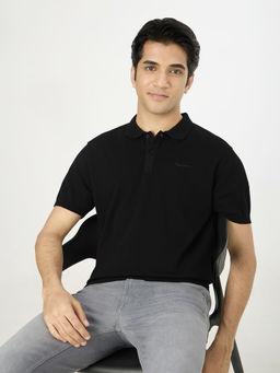 Pepe Jeans - Black Solid Pure Cotton Regular Polo T-Shirt