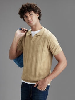 Pepe Jeans - Beige Stripes Pure Cotton Regular Polo T-Shirt