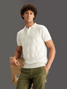 Pepe Jeans - Off White Stripes Pure Cotton Regular Polo T-Shirt