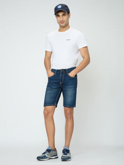 Pepe Jeans - Navy Blue Solid Cotton Blend Regular Shorts