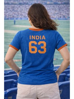 The Fit Theory - Women Blue India 63 Printed Short Sleeves Jersey
