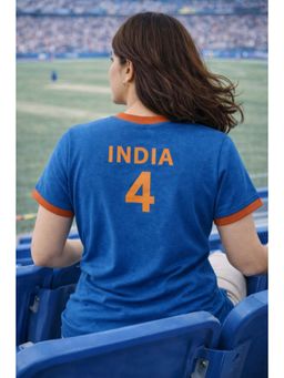 The Fit Theory - Women Blue India 4 Printed Short Sleeves Jersey