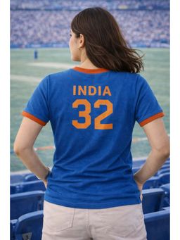 The Fit Theory - Women Blue India 32 Printed Short Sleeves Jersey