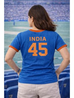 The Fit Theory - Women Blue India 45 Printed Short Sleeves Jersey