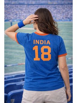 The Fit Theory - Women Blue India 18 Printed Short Sleeves Jersey