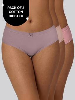 Nykd by Nykaa - PO3 Mid Rise Cotton Hipster Panty with Inner Elastic- NYP100 Lavender,P Nude,Pink