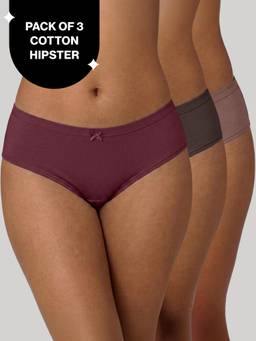 Nykd by Nykaa - PO3 Mid Rise Cotton Full Brief Panty with Inner Elastic- NYP100 Wine,Brown, Dk. Skin