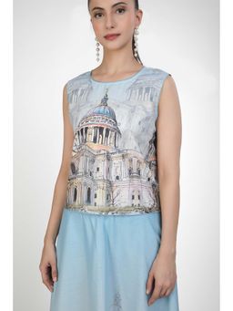 Kovet - Blue Urban Echo Cut Sleeve Top