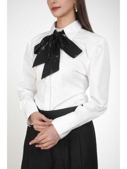 Kovet - White Shirt with Sequins Bow (Set of 2)