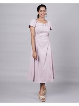 French Theory - Lavender Charming Baddie Bows and Vintage Inspired Sleeves Midi Dress