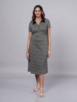 French Theory - One Piece Adjustable At Waist Sporty Style Black Midi Dress