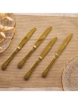 Pure Home + Living - Set Of 4 Gold Stainless Steel Dinner Knives