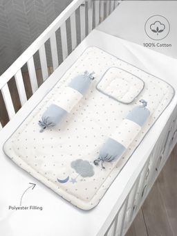 Mi Arcus - 100% Cotton Printed Baby Bedding Mattress Set with Bolsters and Neck Pillow