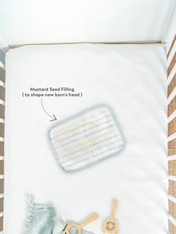 Mi Arcus - Peanuts Snoopy Print Cotton Mustard Seed (Rai) Head Shaping Pillow – Blue