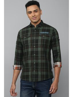 Allen Solly - Men Green Custom Fit Check Full Sleeves Casual Shirt