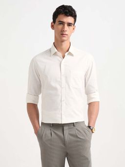 Arrow - Men Beige Horizontal Striped Manhattan Slim Fit Shirt